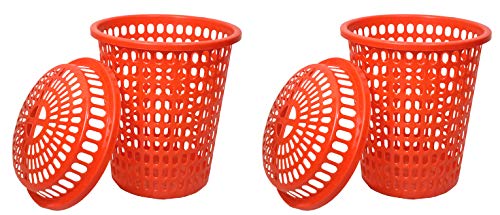 Image of Durable Unbreakable 50 L 2 Royal Laundry Basket with Lid, Cap (Red)
