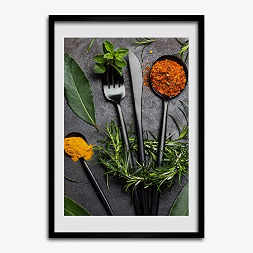 Cadre de bois moderne 50x70 cm Tulup pour masquer un mur vide avec affiche de cuisine
