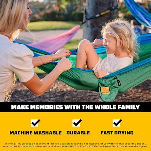 Image of Wise Owl Outfitters Camping Hammock - up to 500lbs Portable Hammock with Tree Straps - Travel, Backpacking, Hiking, Outdoors Camping Gear - Single or Double