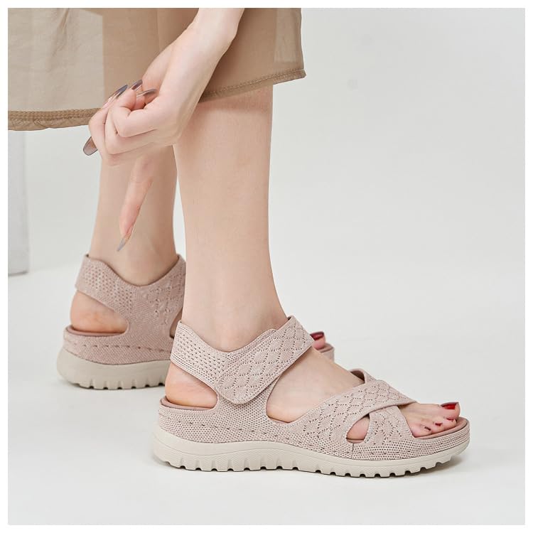 Women's Hiking Sandal Orthopedic Sandals Fashion Comfortable Hook Loop Non Slip Outdoor Wedge Walking Sandals Air Cushion Sport Slingback Elastic Band Casual Platform Shoes4