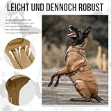 OneTigris Hundegeschirr, Diesel Einstellbar Taktisches Geschirr Weich Gepolstert Brustgeschirr für mittelgroße und große Hunde mit Reflektierend, 1 Griff, 3 D-Ringe (Braun, M)