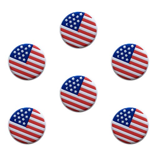 Raquetas de tenis de silicona con vibración Amosfun con bandera estadounidense, juego de 6 3