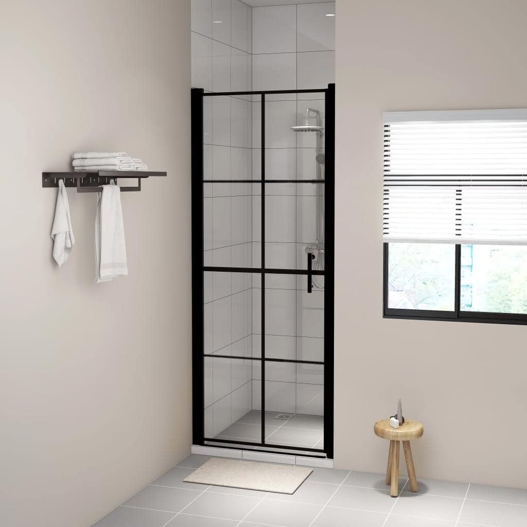 vidaXL Shower Door, Bathroom Shower Enclosure, Shower Screen with Stainless Steel Handle, Shower Cubicle, Tempered Glass 35.8"x76.8" Black