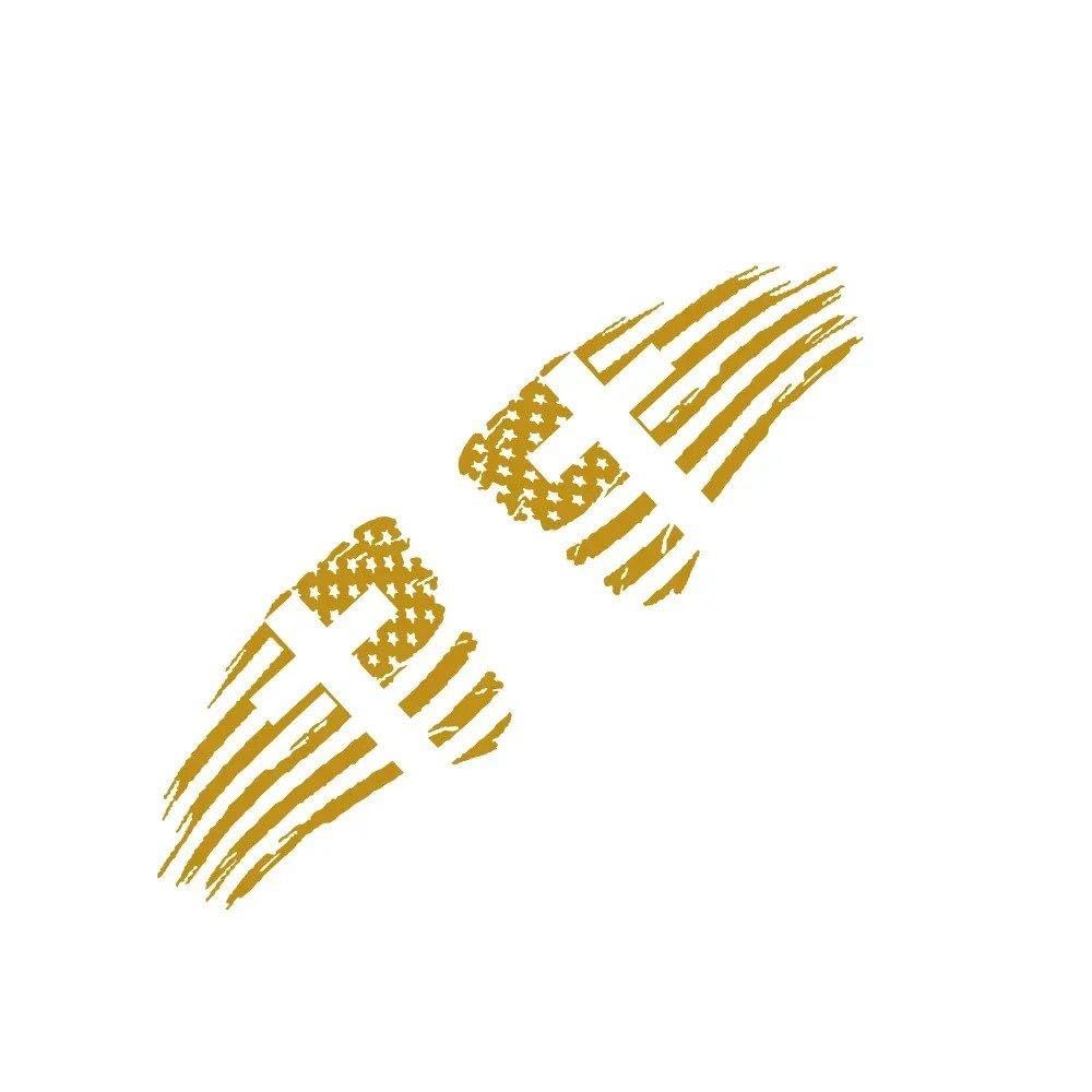 Dabhuoc Matt Gold Distressed Flag With Cross Vinyl Decor Decal For Car Truck Pickup Suv Camper Laptop Window(,30X19cm)