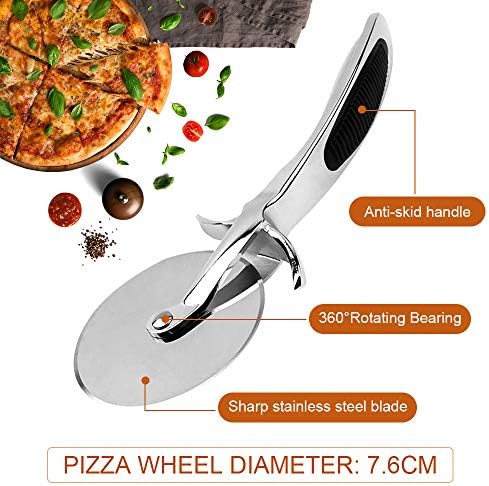 Pizza Cutter Wheel, AnGeer Good Grips Stainless Steel Pizza Cutter Easy to Use and Clean,Kitchen Craft Professional Pizza Slicer Wheel