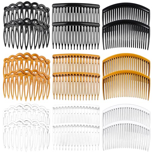18 Stück Französische Seitenkämme Haarkämme für Damen Kunststoff Haarspange Kämme Haar Twist Kamm Haarspangen Seiten für Feines Haar Glattes Haars Vintage Dekorativer Steckkamm Haare