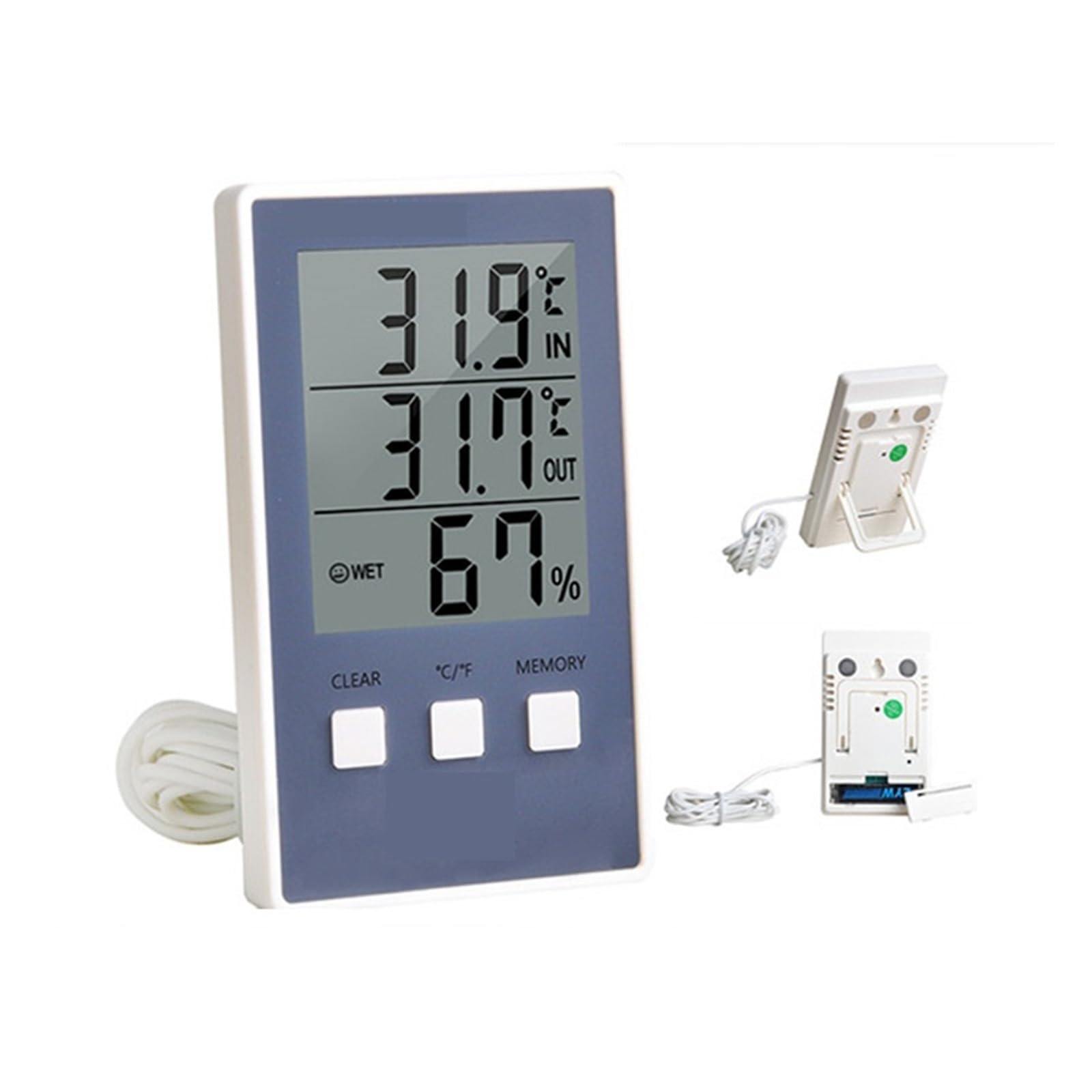Termoigrometro Termometro Digitale Igrometro Misuratore di umidità della Temperatura Interna ed Esterna C/F Display LCD Sensore sonda Stazione meteorologica