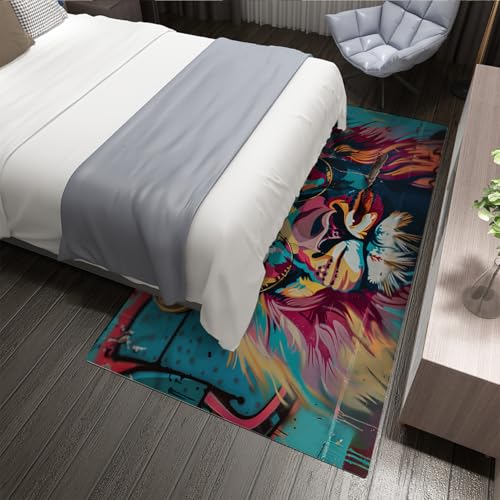 Carpette d'espace graffiti lion 160x200 pour un salon design et cosy