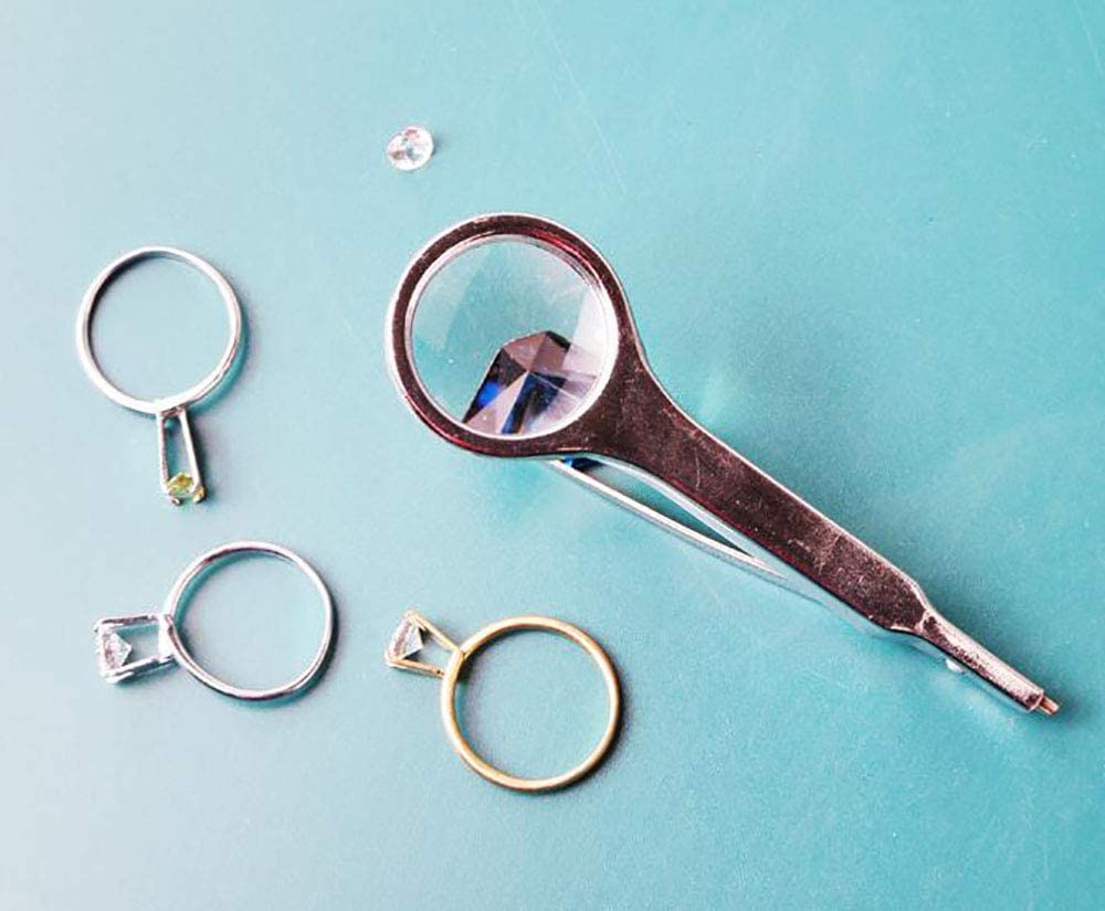 Lente d'Ingrandimento Tascabile a Specchio da 24 mm Pinzette per Cintura in Acciaio Inossidabile palmare Pizzico Clip per Sopracciglia Manutenzione Testa Nera Rilevamento Portatile Lenti