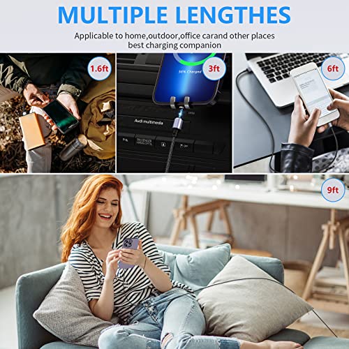 Clenye Magnetic Charging Cable, Rotation Magnetic Phone Charger With Led 5Pack (9Ft/9Ft/6Ft/3Ft/1.6Ft) Compatible With Micro Usb, Type C And Iproduct Device | Nylon-Braided Cords #TOP4