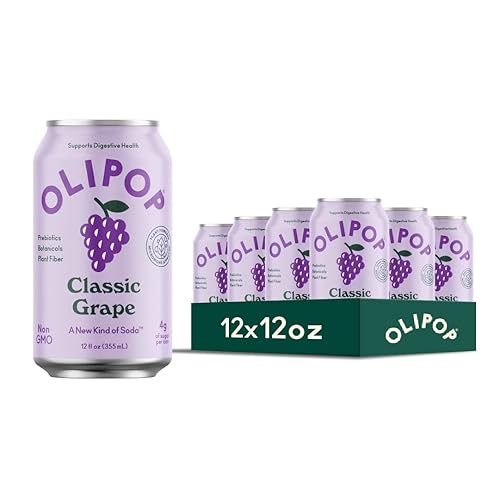 OLIPOP - Tónico espumoso clásico de uva, refrescos saludables, bebida suave prebiótica, ayuda a la salud digestiva y la salud inmunológica, alto en