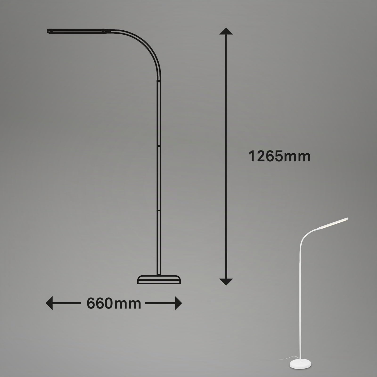 Briloner Lampada da Terra LED Dimmerabile Come Decorazione in Soggiorno e Lampada da Lettura, Lampada LED Orientabile, Lampada da Soggiorno, Touch, Illuminazione Indiretta, Bianco (1472016)