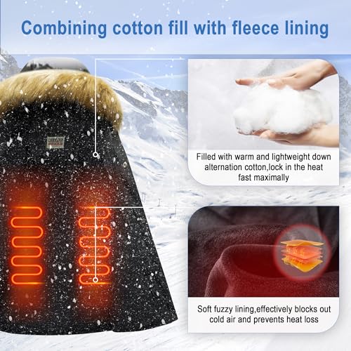 WULFUL Boy's Winter Coat Waterproof Fleece Lined Parka Jackets Kids Hooded Puffer Outerwear3