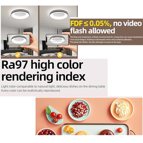 Lámpara de techo LED plana de 30cm blanca regulable e impermeable para cocinas 7