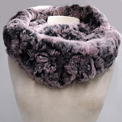 surell Rex Rabbit Long Chain Neck Loop Scarf - Wedding Wraps and Shawls for Women - Bridal Fur Stole (Pink Frost)2