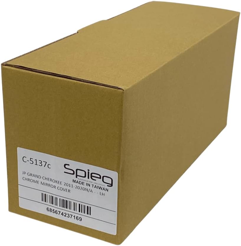 Spieg Driver Side View Mirror Cover with Small Housing for 2011-2021 Dodge Durango, JEEP Grand Cherokee | Left Side Mirror Housing | Chrome Coated Cap Replacement for OE 68236931AF