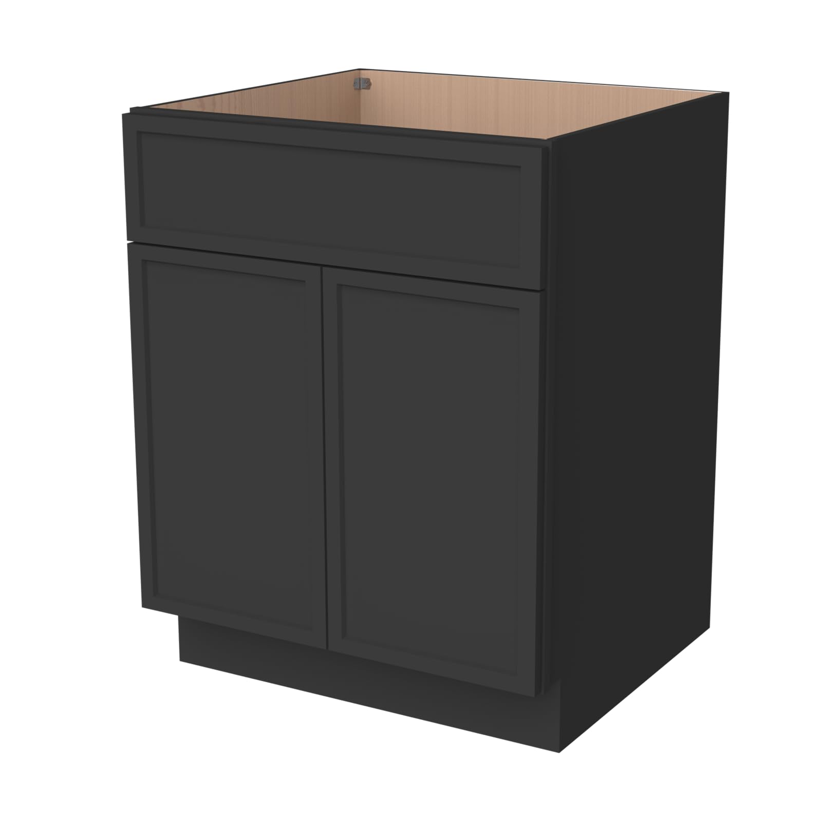 Solid Wood Bathroom Vanity Base Cabinet,Shaker Style with Soft-Close Doors 1 False Drawer RTA, Ideal for Bathroom, Kitchen & Office Storage (NT-Charcoal Black, 27" W x 21" D x 34.5" H)