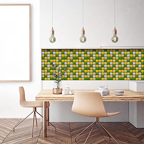 3.94X3.94" Peel And Stick Tile Backsplash, 3D Simulation Mosaic Small Grid Stickers Decorative Decals, Diy Waterproof Self Adhesive Murals Ornament For Bathroom Kitchen Tv (30 Pcs,Green) #TOP1