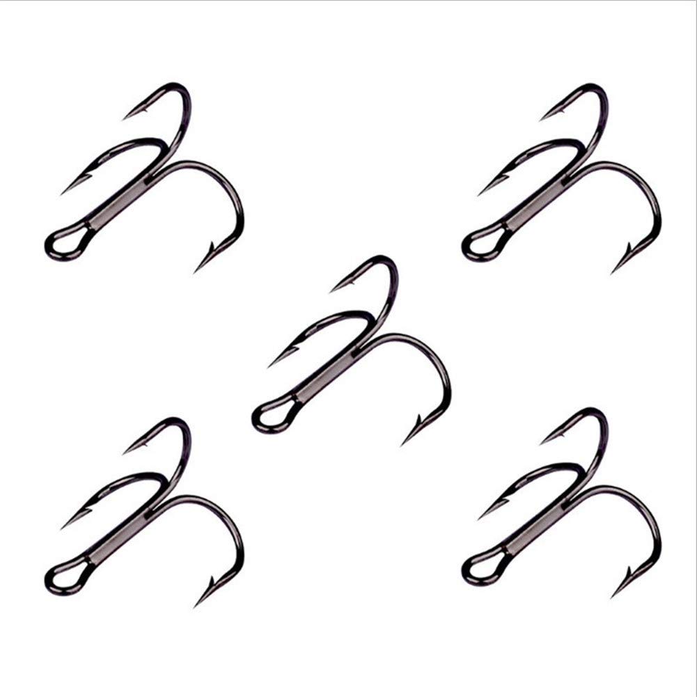 Angel-Jig-Haken, Beruf Angelhaken, Schwarz Angelhaken 10 Teile/los 2# 4# 6# 8# 10# Drillinge aus Kohlenstoffstahl, umgestürzte Haken, Angelgerät, runde Biegung, Drillinge for Bas (Color : 2)