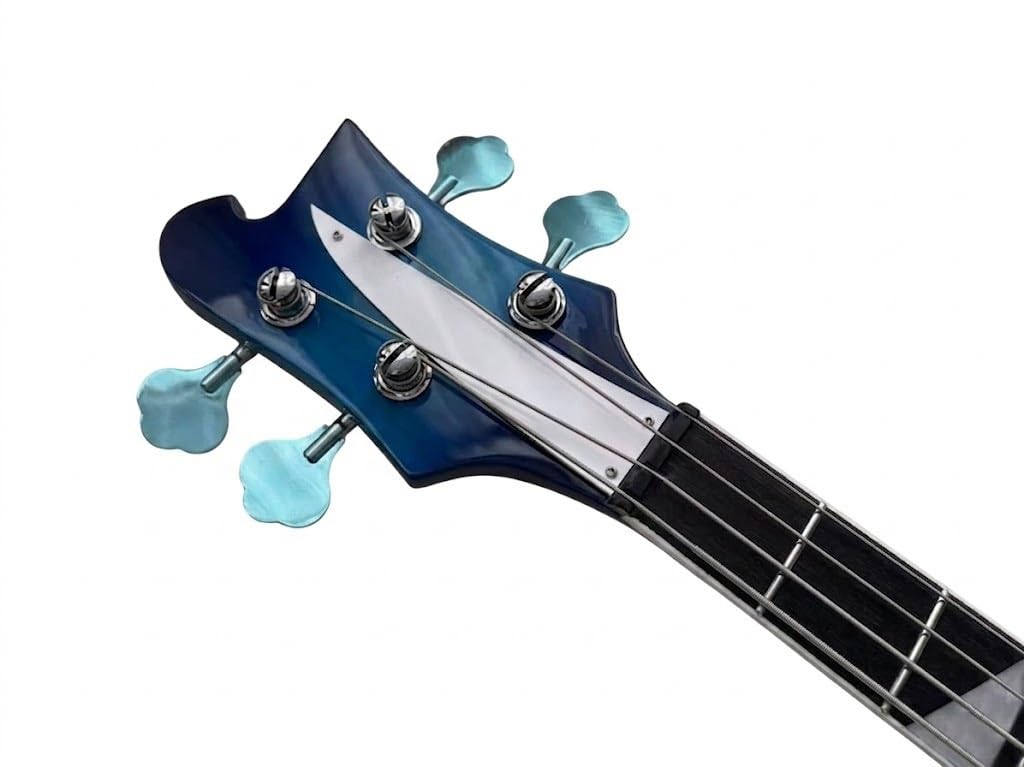 Basso elettrico a corpo solido, stile tributo classico blu con doppi pickup, 4 corde a grandezza naturale for performance sul palco rock (Bajo Eléctrico)