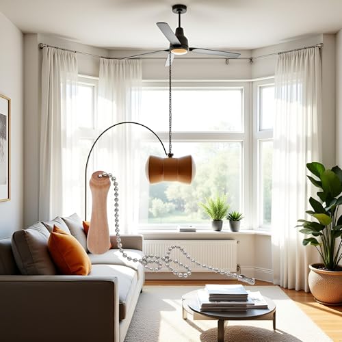 Image of 1Pc Light Wood TraveT Fan Pull Chain Decorative Wooden Knob Pendant for Lighting Ceiling Fans Lamp,Light Wood, 11.02 inch, Accessories, Ceiling Fans and Accessories