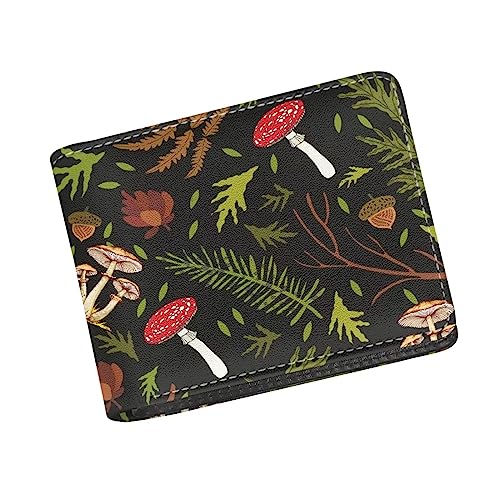 Cumagical Brown Leather Bi-Fold Wallet for Men - RFID Protected, Compact, Embossed Leaves Pattern2