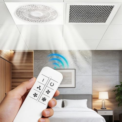 Ventilador de techo empotrado para ventilación 30 cm panel cuadrado con control remoto para intercambio de aire en cocina miniatura 3