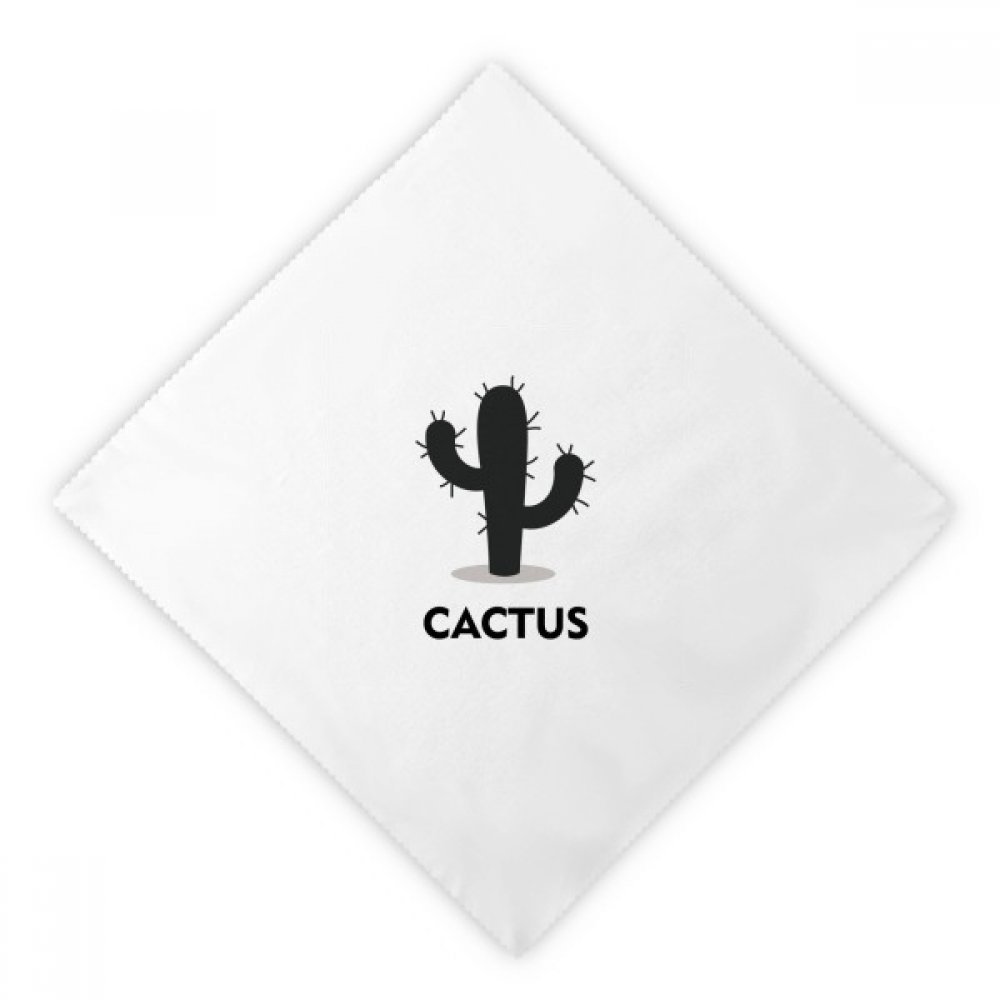 Servilletas de almuerzo blancas y reutilizables con elegante silueta de cactus verde.
