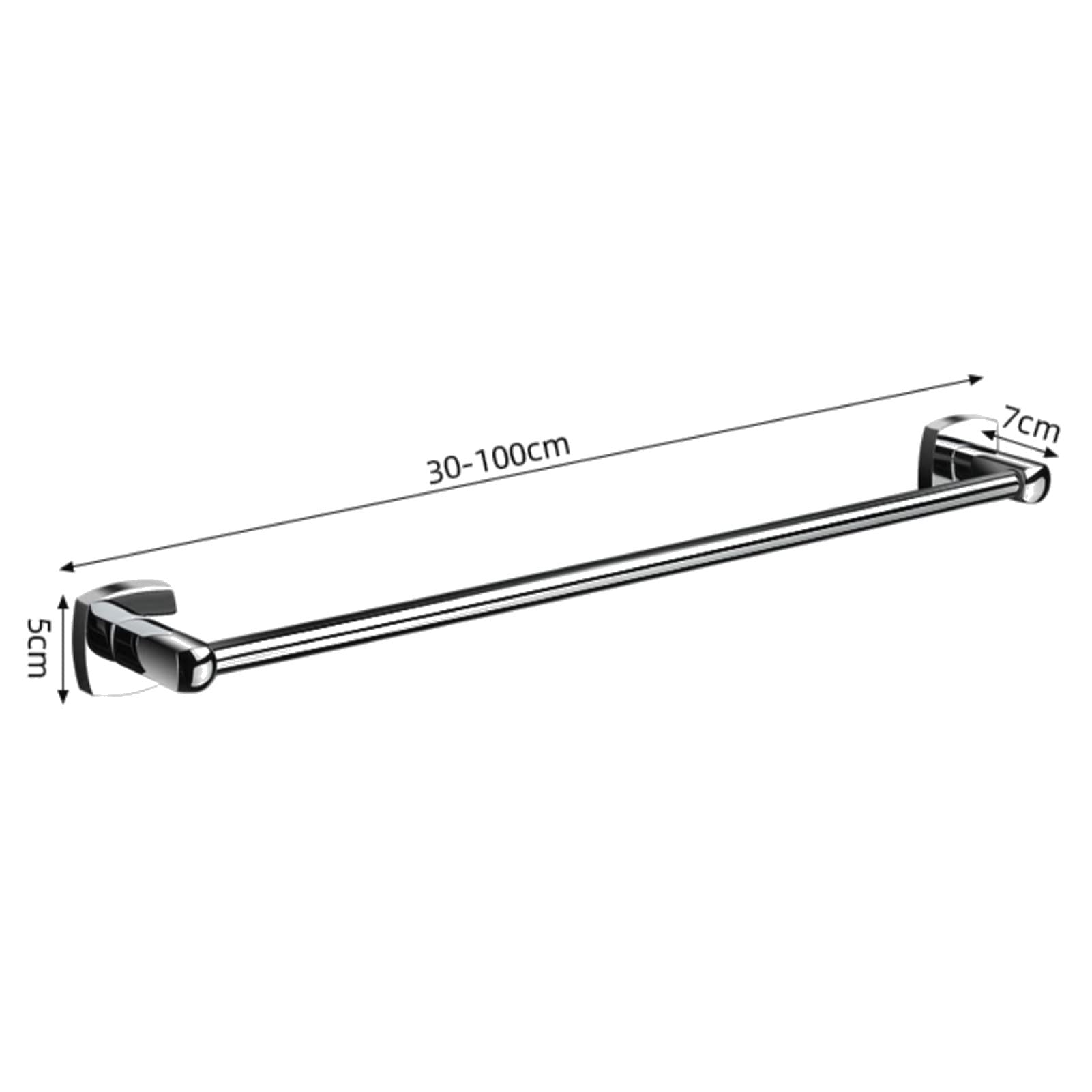 Portasciugamani in Rame a Parete, portasciugamani Quadrato, portasciugamani Singolo per Bagno o Accessori da Cucina, Finitura Argento Lucido (Dimensioni : 30cm)
