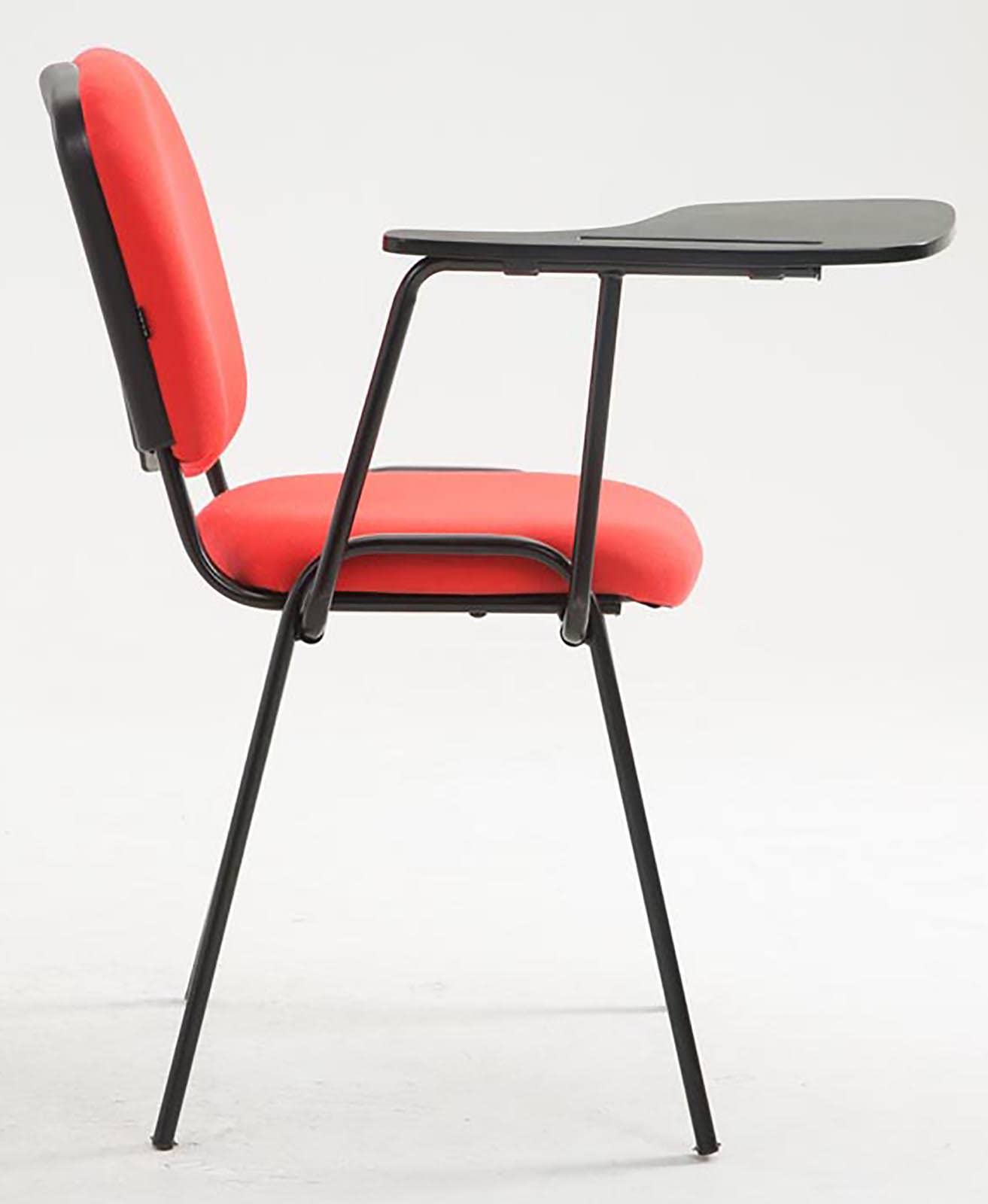 Lot de 4 Chaises Visiteur Ken Tissu Tablette Rabattable Salle de Conférence Rouge