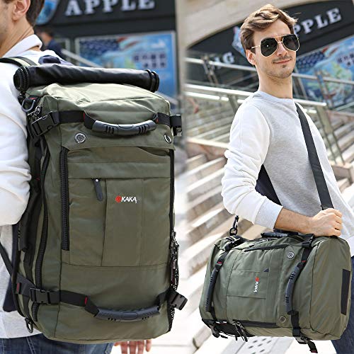 KAKA Travel Backpack,Carry-On Bag Water Resistant Flight Approved Weekender duffle backpack Rucksack Daypack for Men Women (Green)
