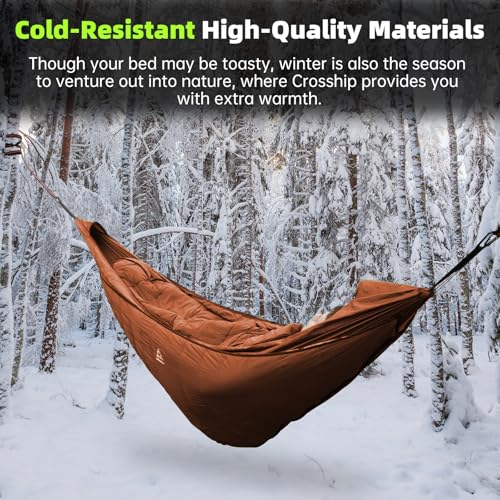 Image of Hammock Underquilt for Camping - Full Length Orange Lightweight Warm Quilt for 3-4 Seasons (41-68F) - Soft & Durable for Hiking, Backpacking, Beach, Travel - Holds Up to 500lbs