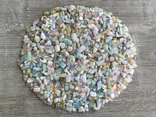 Image of GAF TREASURES 2 oz Lot Natural Semi Tumbled Morganite Gemstone Chips, Morganite Crushed Mini Crystals, Undrilled Crystal Chips (Morganite)