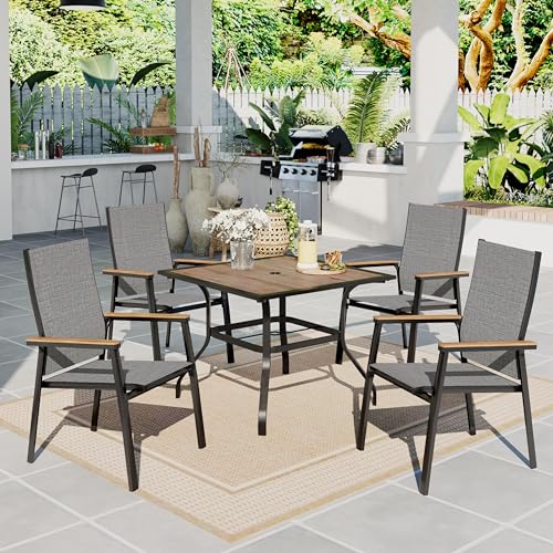 Image of Sophia & William Patio Dining Set, Square Table w / 4 Grey Aluminum Chairs