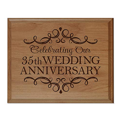 LifeSong Milestones 35th Wedding for Couple - Thirty-Fifth Year Celebration for Husband and Wife 8“ x 10” Wall Plaque- 35 Year (Alder)