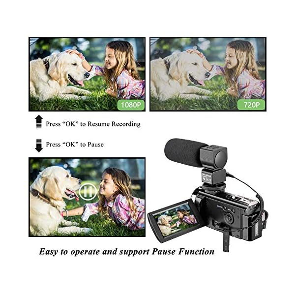 MELCAM Videokamera Camcorder, 1080P 30FPS Vlogging Kamera für YouTube, Full HD Camcorder 3-Zoll IPS-Bildschirm 16-facher… – Bild 3