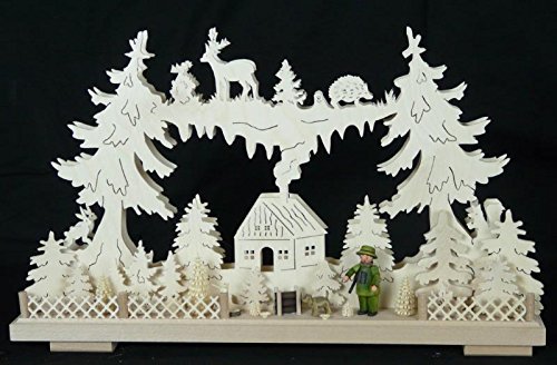 Lit électrique de voûte en bois Rudolphs Schatzkiste, décor de fenêtre Mire Chasseur 50x30cm