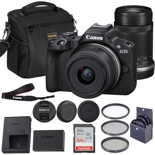 Canon EOS R50 Mirrorless Camera with RF-S 18-45mm & 55-210mm Lenses, 24.2MP APS-C, 4K Bundle with...