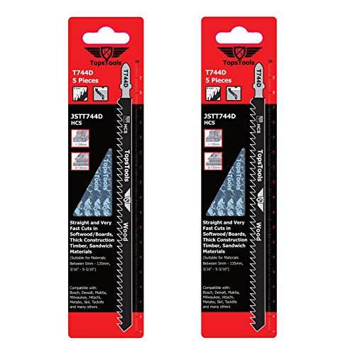 10 x TopsTools JSTT744D_2 T744D 180mmJigsaw Blades Designed for Long Clean Straight and Fast Cuts in Wood