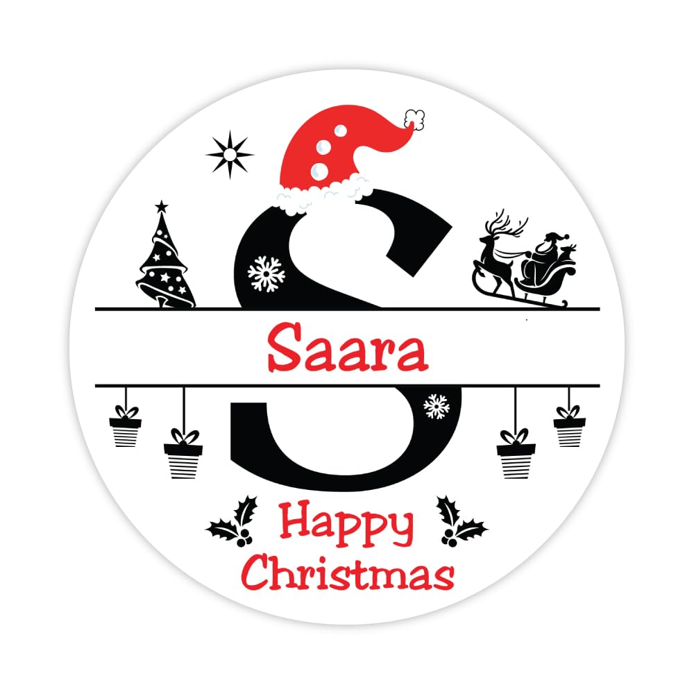 Papa Prints Pack of 24 Initial Name S Personalised Sticker Labels 45mm Stickers for Christmas Presents