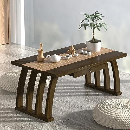 Table de sol japonaise vintage en bois table basse tatami kotatsu