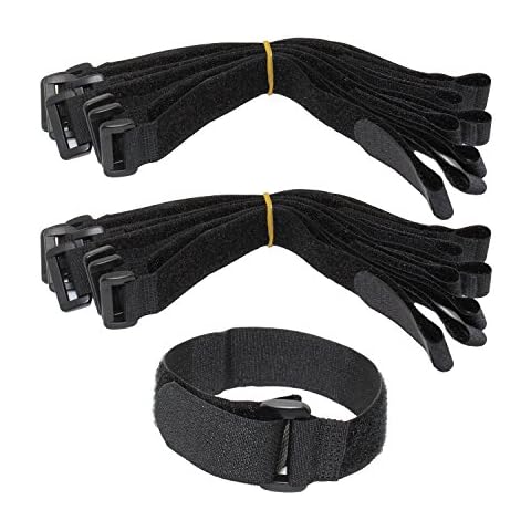 LJY 16-Pack Hook and Loop Straps Nylon Cable Ties Organizer Fastener, 30 cm x 2.5 cm, Black Cover