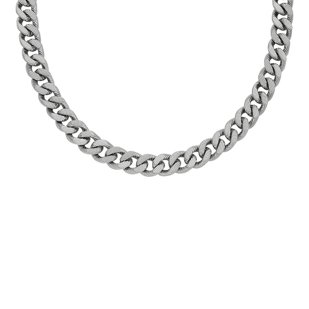 Fossil Collar de cadena para hombre Harlow de acero inoxidable con textura lineal, JF04696040