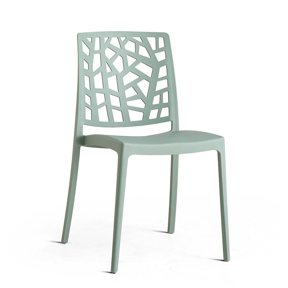 SIEDITI FUORI E DENTRO Sillas de Jardin en polypropylène Avec Fibre de verre, Sillas empilables pour extérieur ou intérieur, Design Moderne et Naturel - Trixy (4 Sillas, Verde Salvia)