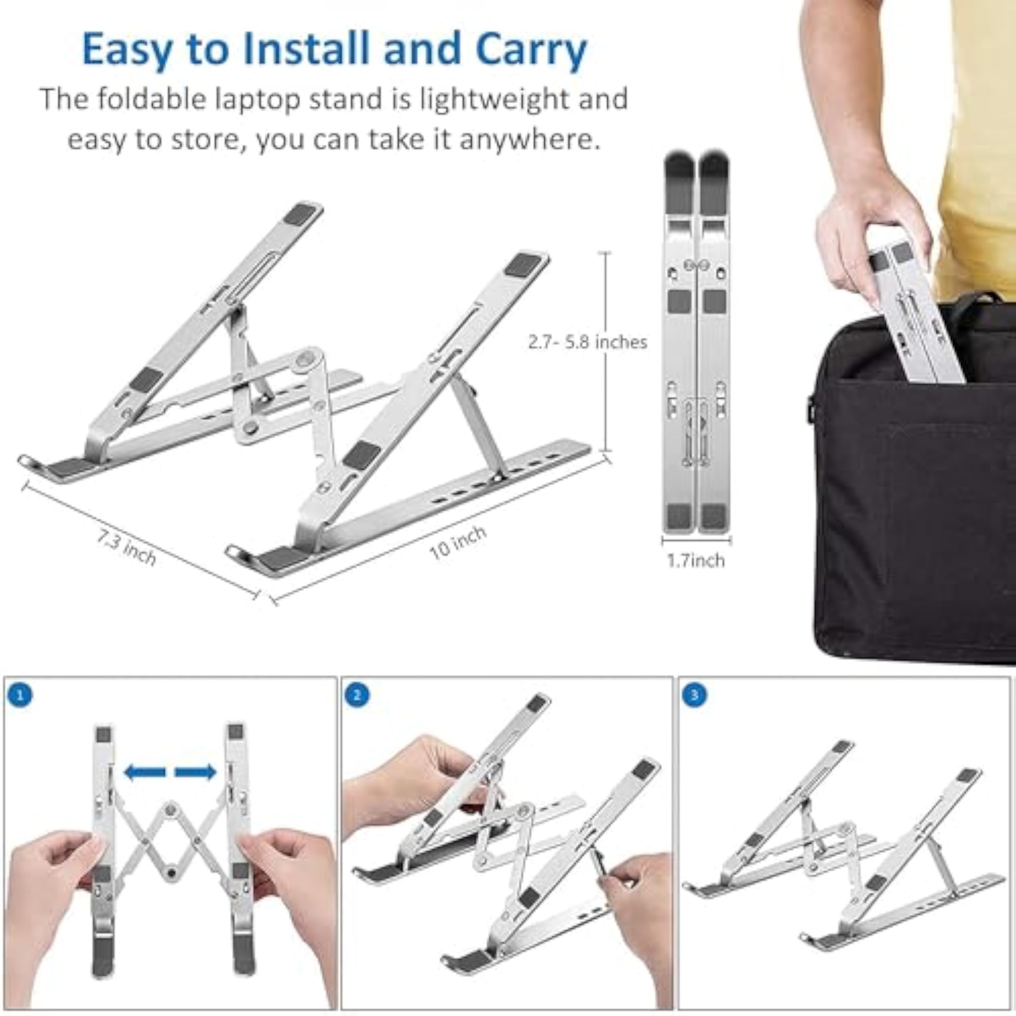 Adjustable Mesh Metal Laptop Stand, Ergonomic Cooling Tray