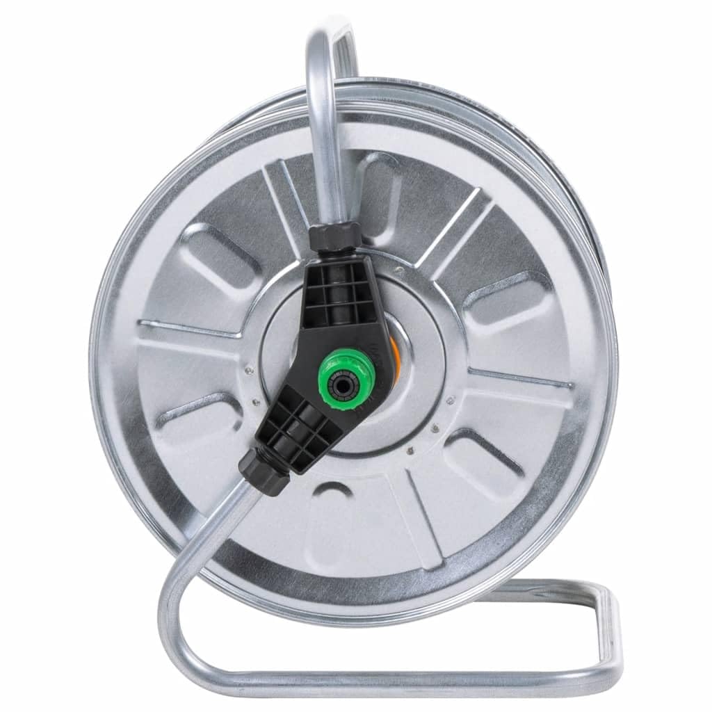 Avvolgitubo da parete per tubo da giardino da 50 m da 1/2", supporto orientabile in acciaio zincato, irrigazione da giardino salvaspazio, argento
