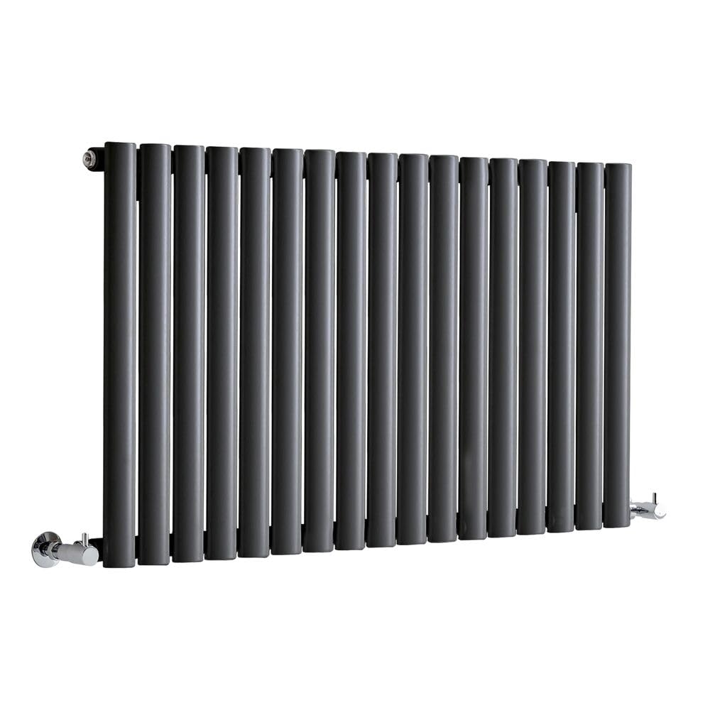 Milano Anthracite Aruba Horizontal Single Oval Panel Radiator - 600Mm X 1000Mm