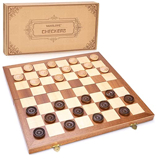 Juego de Damas Clásico Plegable de Madera 14 pulgadas miniatura 1