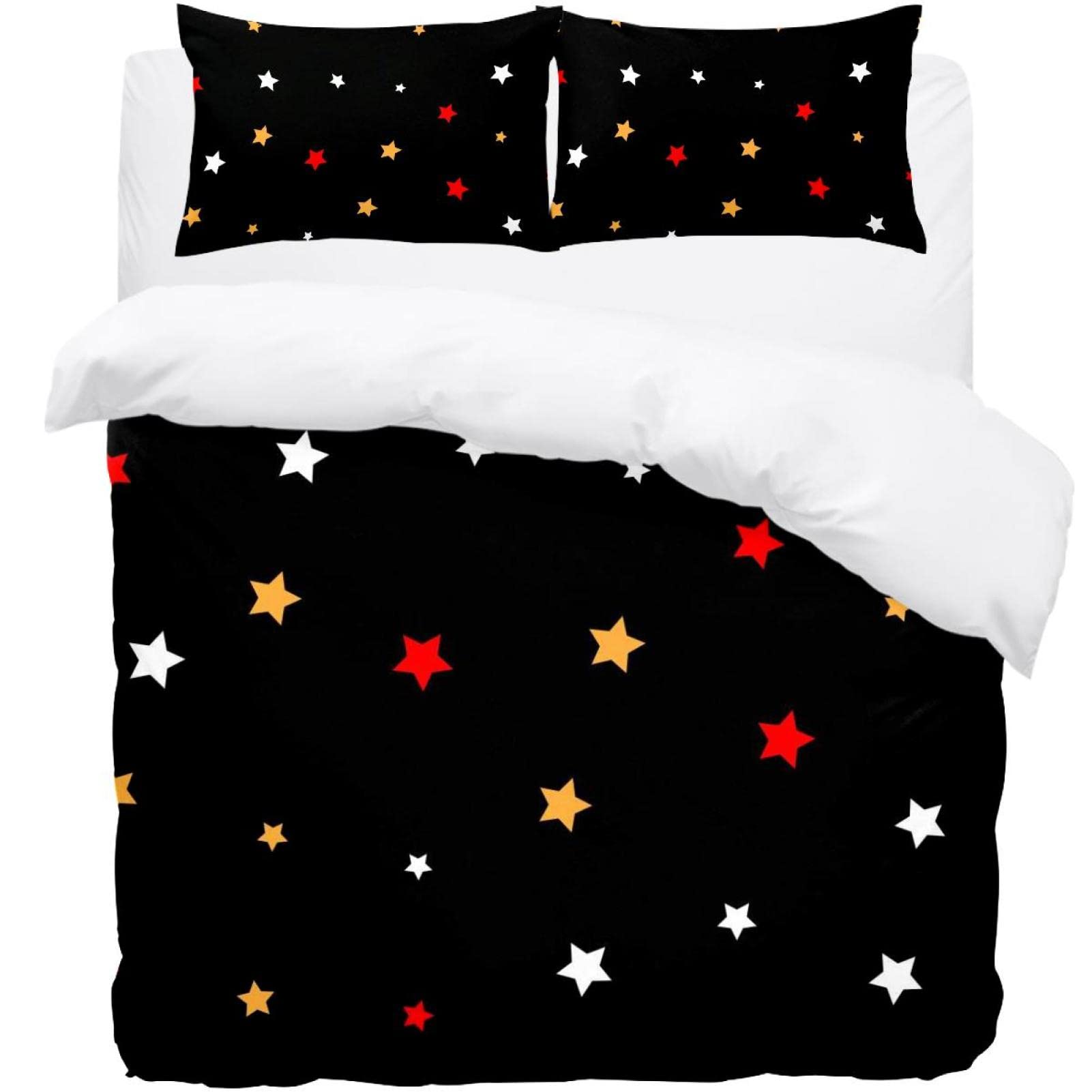Parure de lit housse de couette douce motif étoiles 3 pièces pour lit double