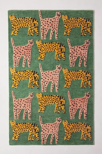 Catwalk Wool Area Rug, Animal Print, Green, 8' x 10
